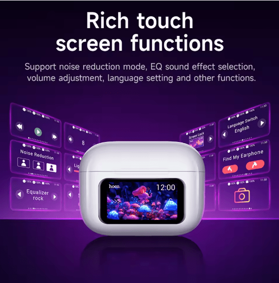 Hoco EW72 Touch Screen Earbuds (ANC) – Wireless Bluetooth Headphones